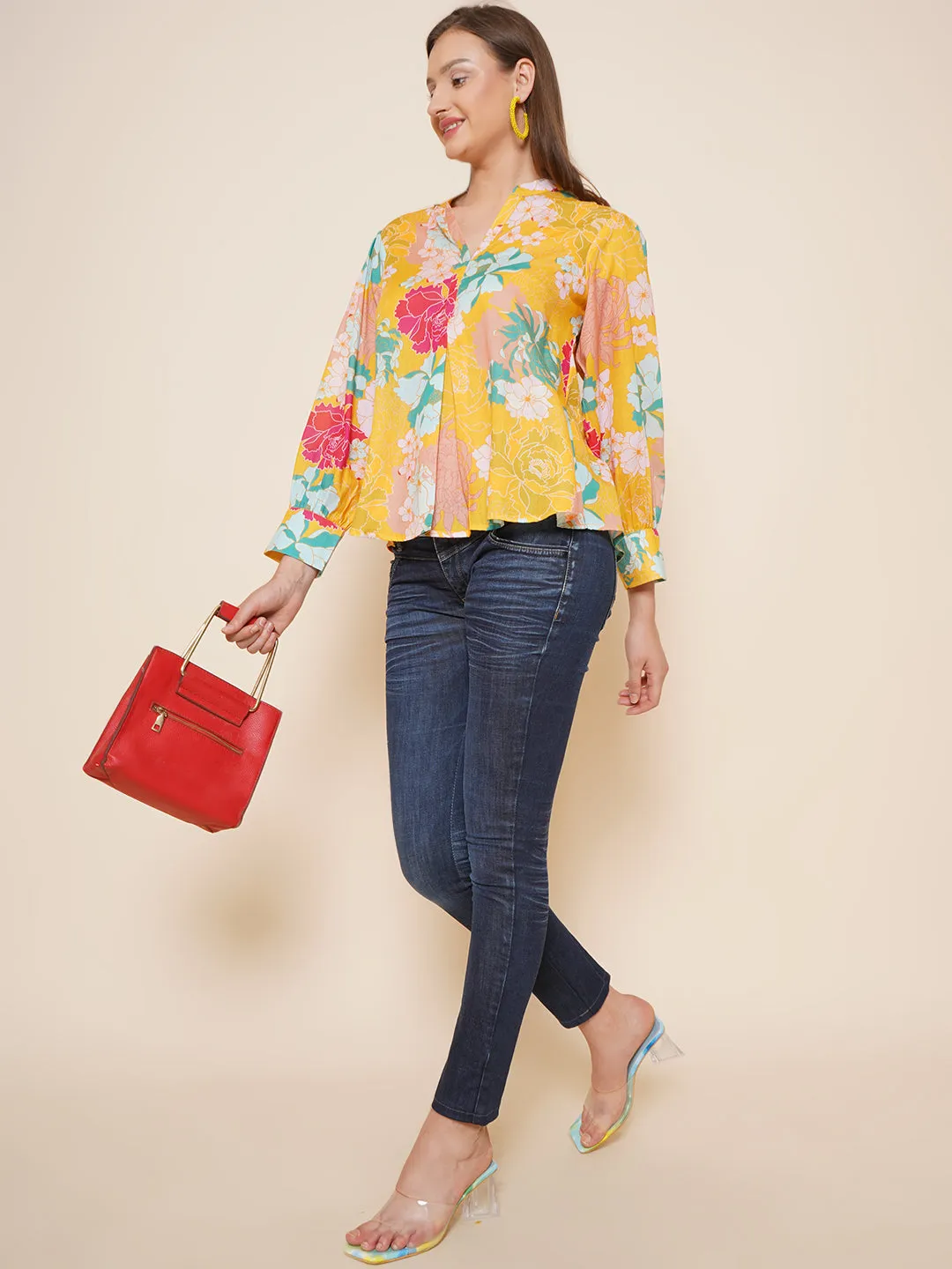 Yellow Floral Printed Top