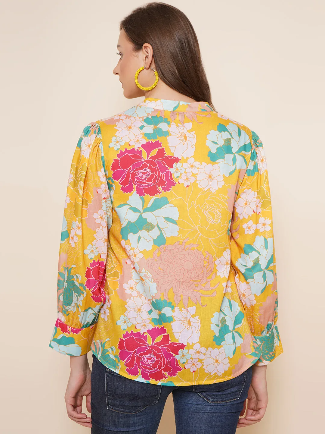 Yellow Floral Printed Top