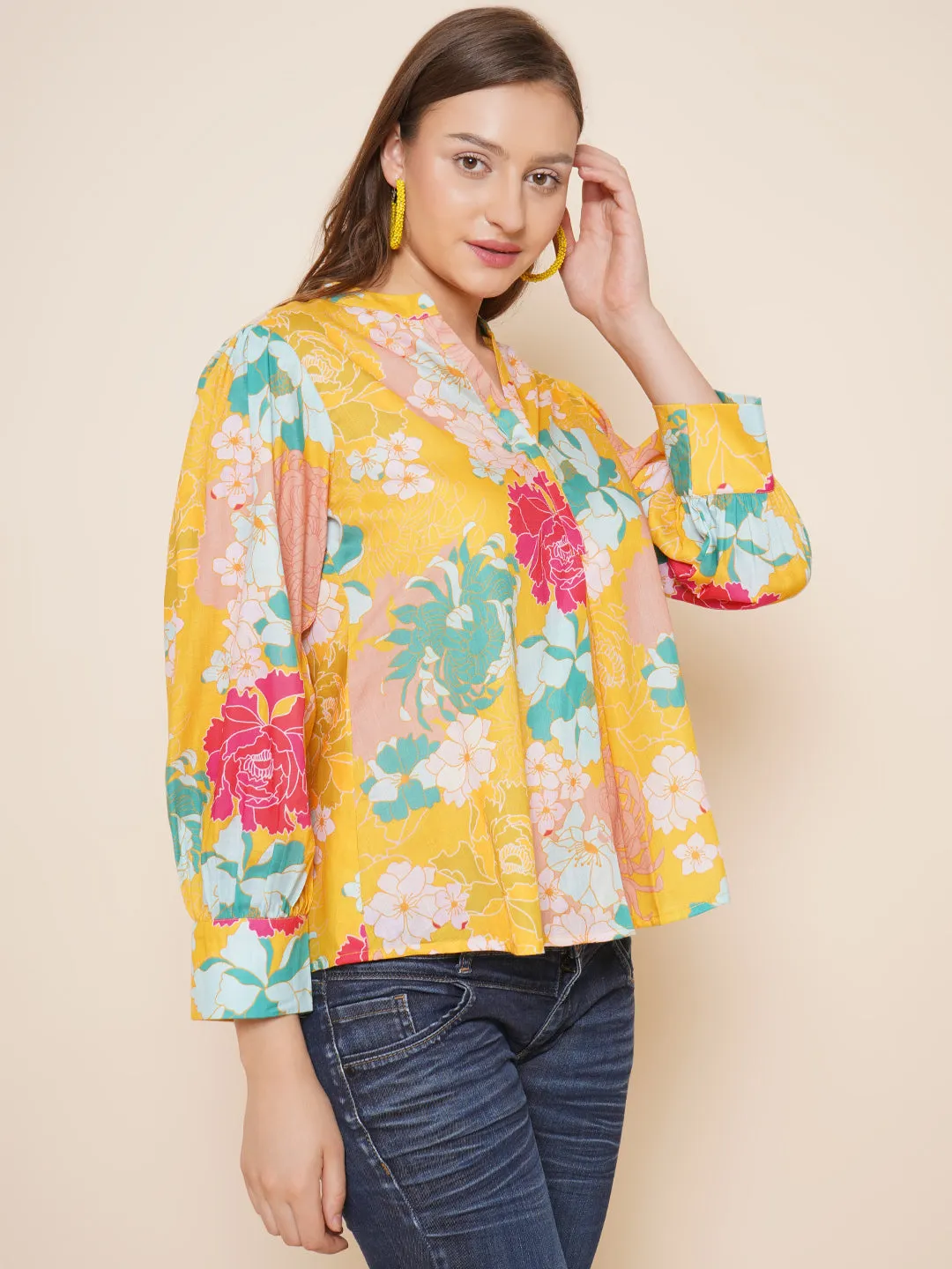 Yellow Floral Printed Top