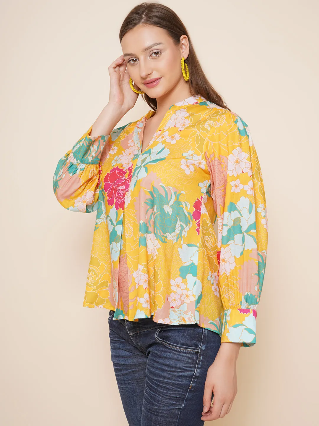 Yellow Floral Printed Top