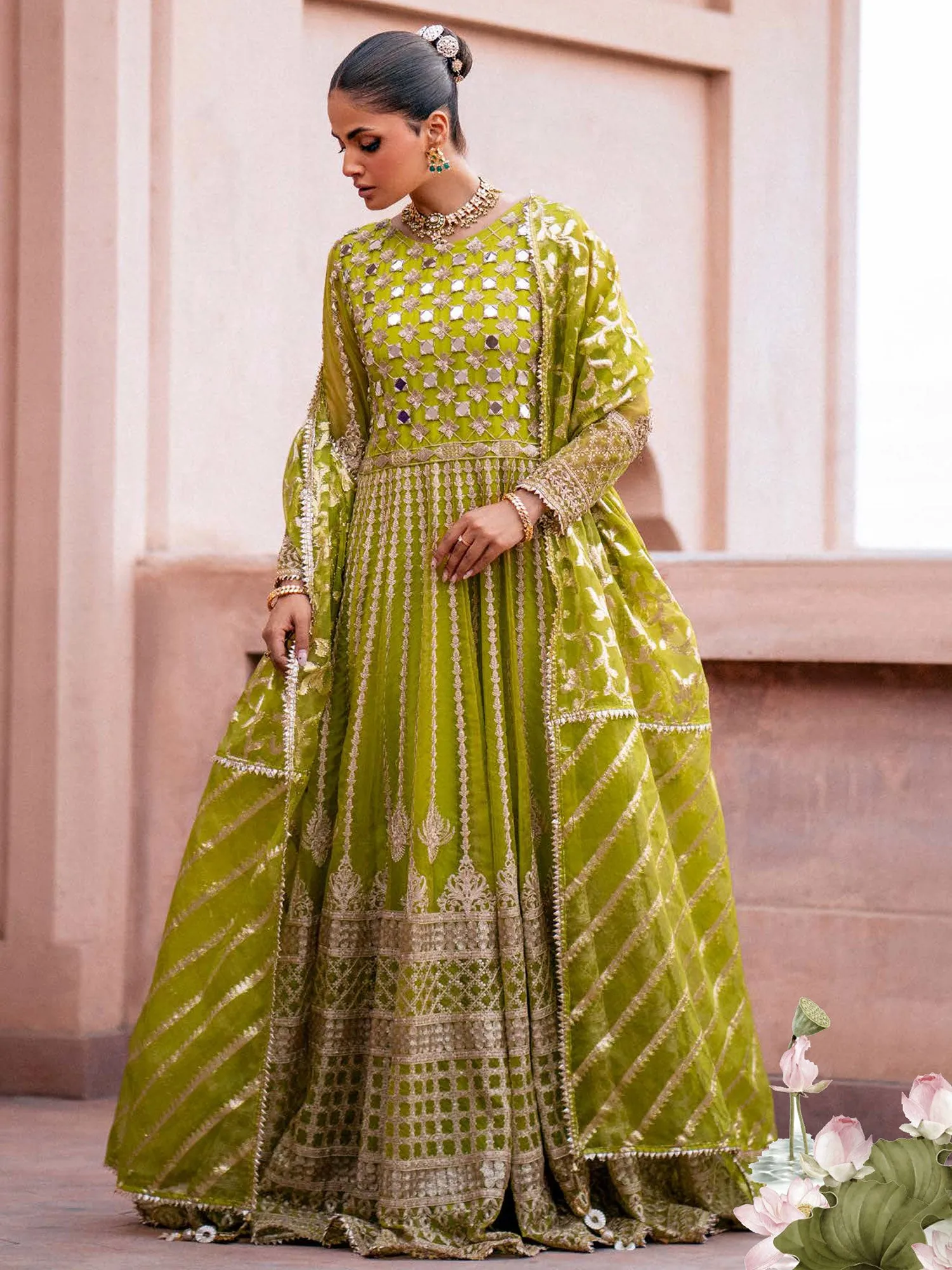 Henna Zarqun Soft Embroidered Organza Suit (2451B)